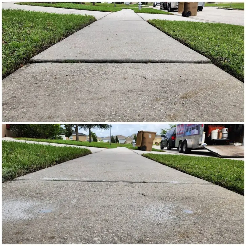 Uneven sidewalk trip hazard repaired with foam lifting for HOA in Central and South Florida